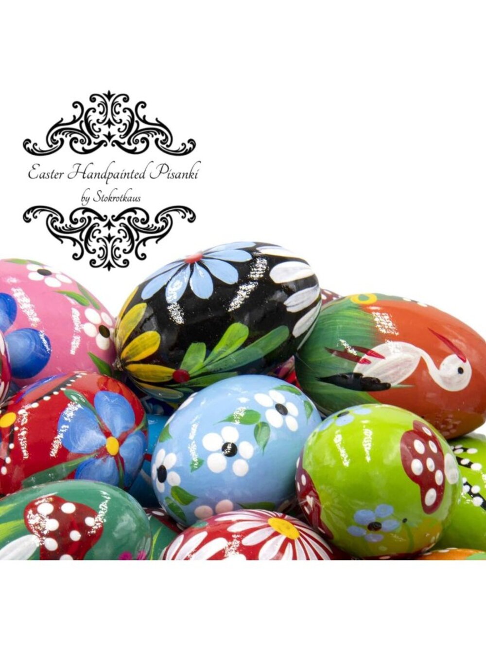 Hand-Painted Wooden Easter Eggs - Pysanky Pisanki Decor (Set of 4)